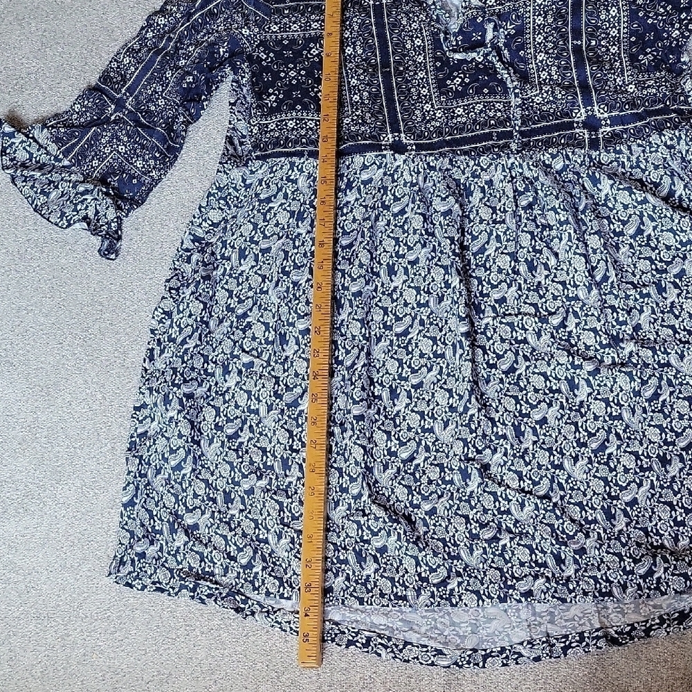 Suzanne Betro Boho Tyle Navy and White Floral Patterned Dress Size XL - Picture 6 of 10